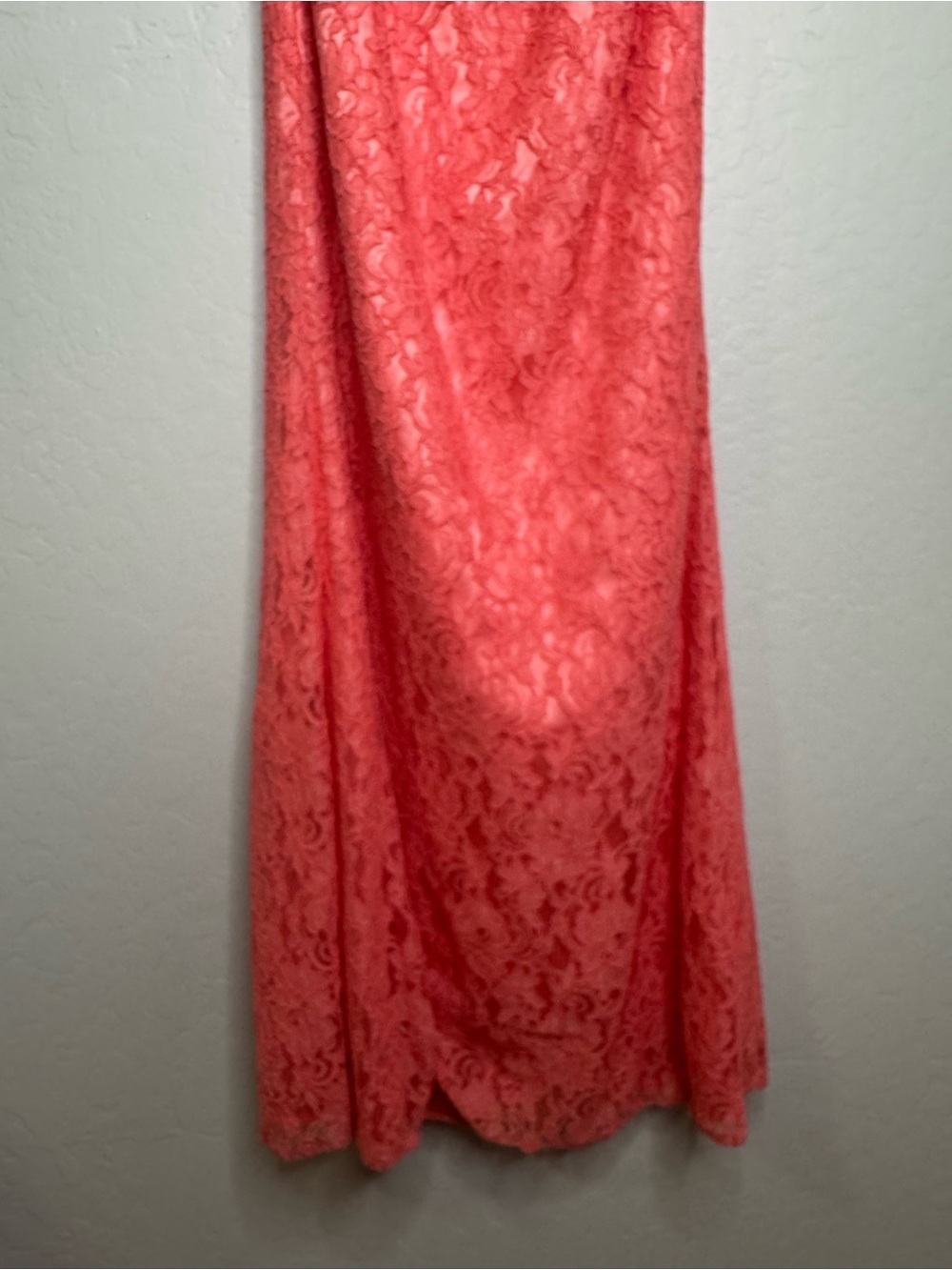 Jessica McClintock Strapless Formal Gown Coral Pink Lace Prom size 2 - Picture 5 of 12